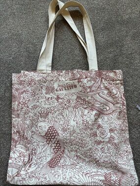 Jean Paul Gaultier Cream and Maroon Illustrated Canvas Tote